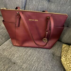 Michael Kors Wine Red Tote Bag